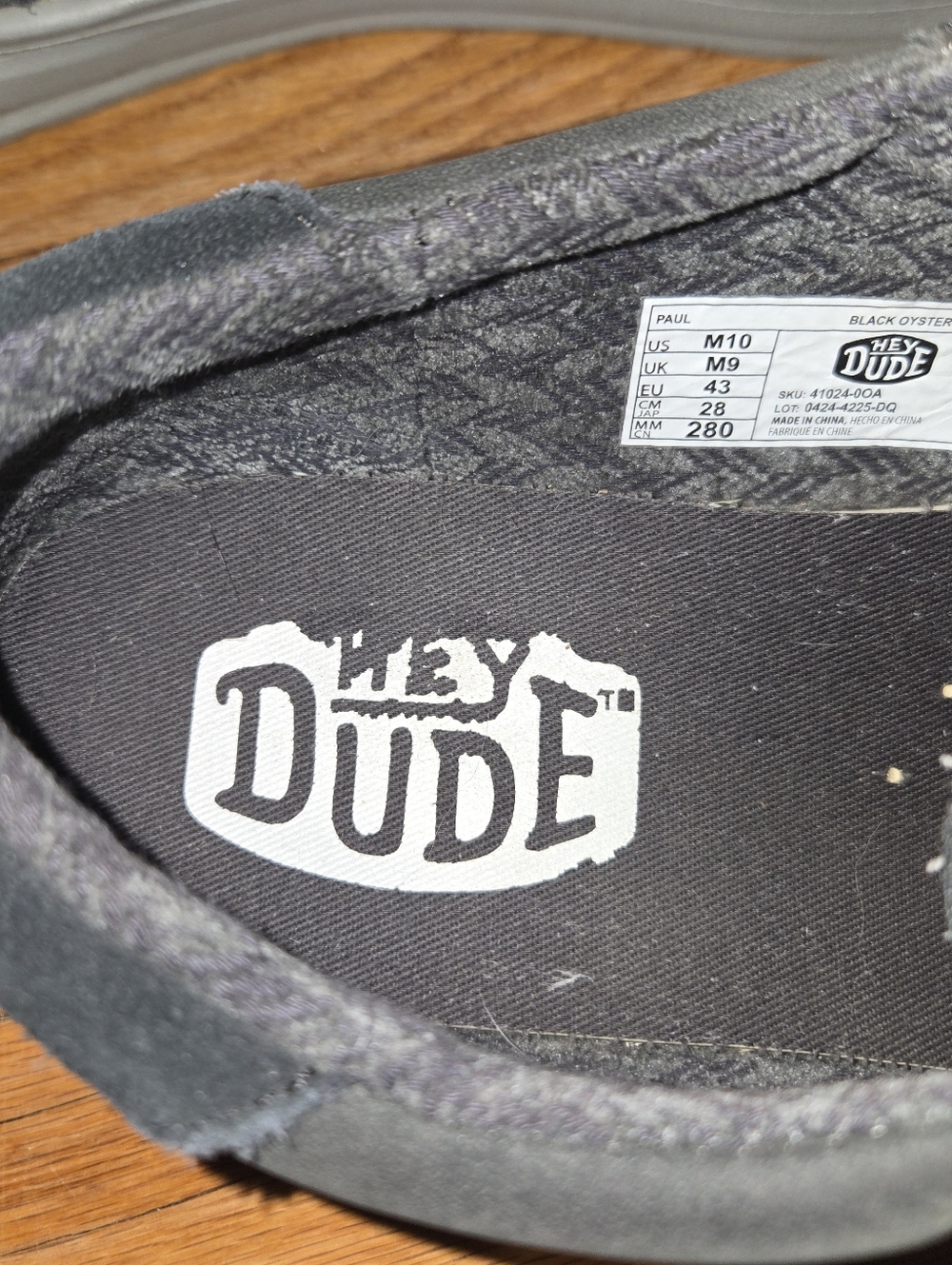 Hey Dude Men’s Black Suede Slip-On with Tan Laces - Picture 2 of 4